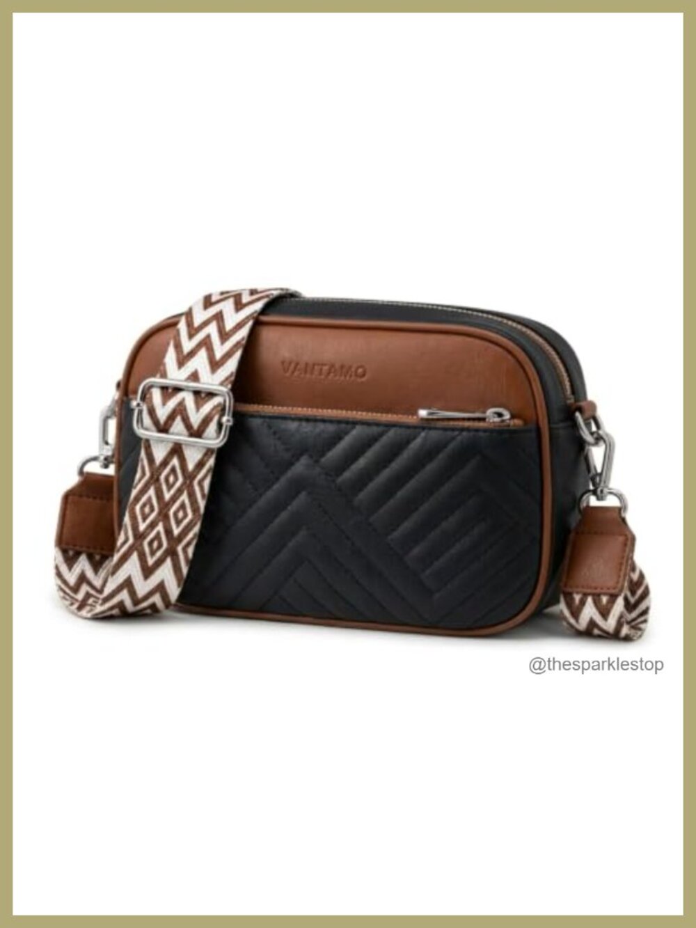 Quilted Faux Leather Crossbody Bag with RFID Blocking & Anti-Theft Clip,